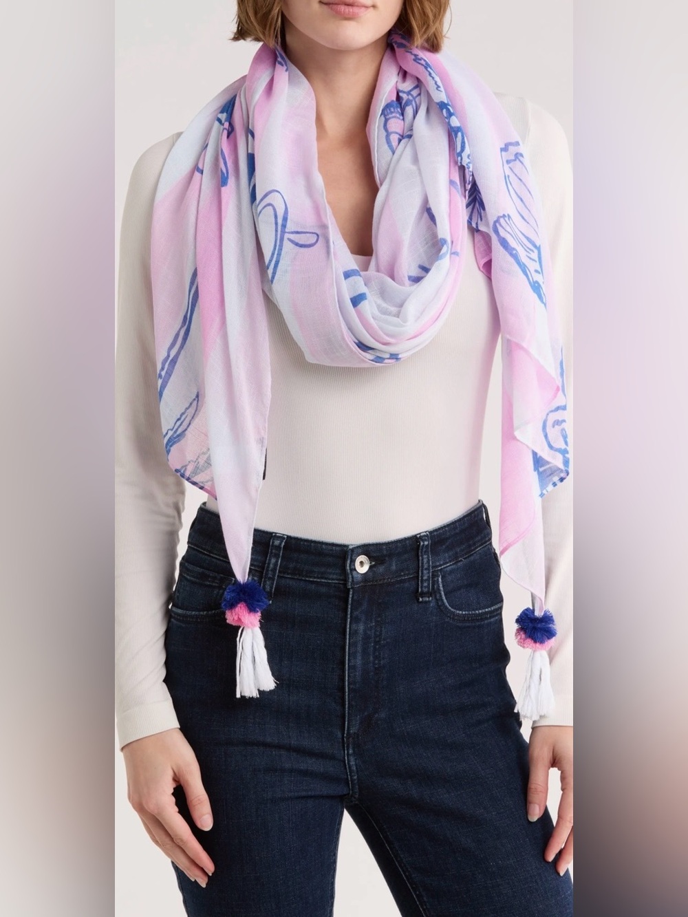 BCBG GENERATION LA VIBES SCARF WOMENS ONE SIZE COLOR PINK & BLUE